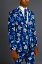 Load image into Gallery viewer, blue snowflake holiday suit

