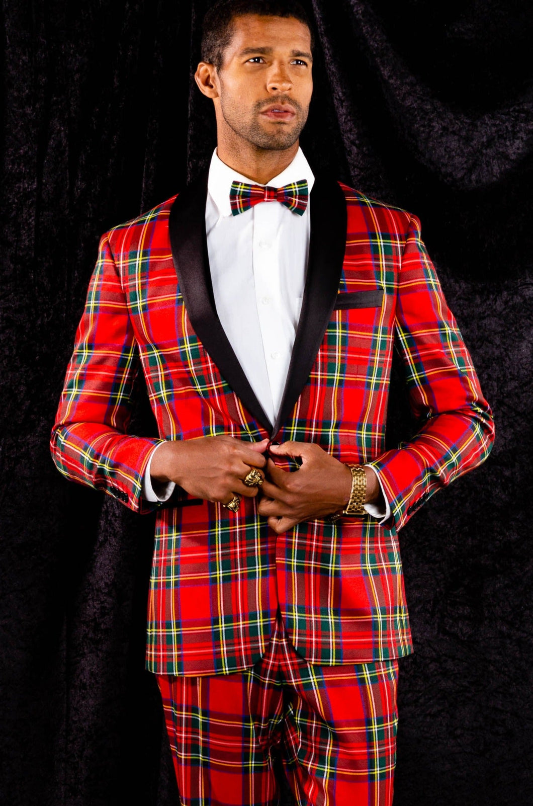 mens red and green checkered holiday blazer