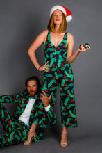 Load image into Gallery viewer, ladies holly print christmas jumpsuit
