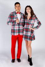 Load image into Gallery viewer, couple white plaid christmas suit 
