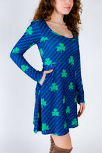 Load image into Gallery viewer, Green and navy shamrock dress for ladies
