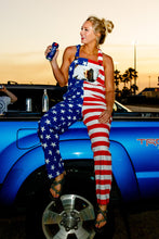 Load image into Gallery viewer, women&#39;s american flag overalls
