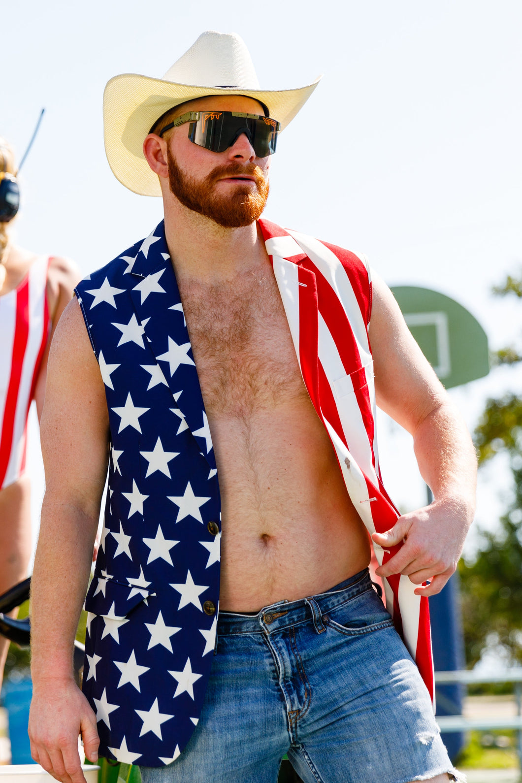 Men's American Flag Sleeveless Suit Jacket