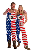Load image into Gallery viewer, matching usa overalls for couples
