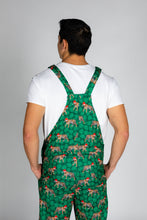 Load image into Gallery viewer, Green tinsel tigers holiday pajamaralls for men
