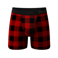 Load image into Gallery viewer, The Red &amp; Black Lumberjack | Buffalo Check Ball Hammock® Pouch Underwear
