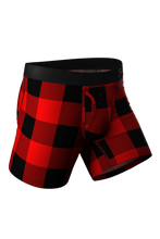 Load image into Gallery viewer, red and black checkered boxers
