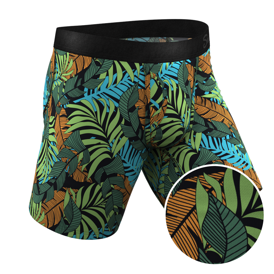 The Botanist | Tropical Leaves Long Leg Ball Hammock¬Æ Pouch Underwear With Fly