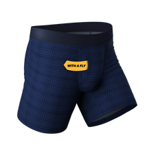 Load image into Gallery viewer, The Forget Me Not | Navy Dot Ball Hammock¬Æ Pouch Underwear With Fly
