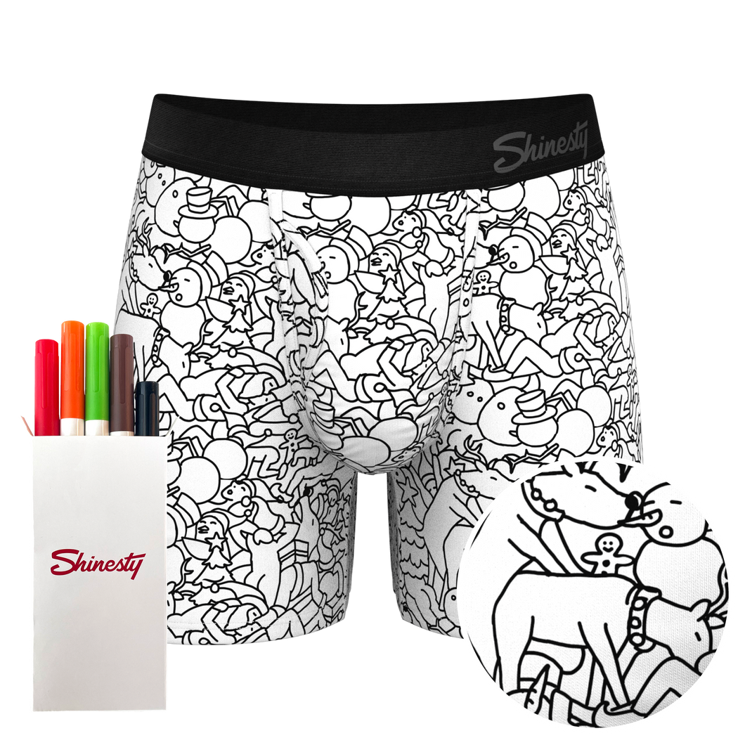 The Coloring Book | Outline Christmas Scene with Markers Ball Hammock¬Æ Pouch Underwear With Fly