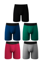 Load image into Gallery viewer, A group of men&#39;s long leg Ball Hammock‚Ñ¢ pouch boxers.
