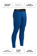 Load image into Gallery viewer, The Crown Jewels | Ball Hammock¬Æ Long Johns - Close-up of royal blue pants with unique ball pouch.
