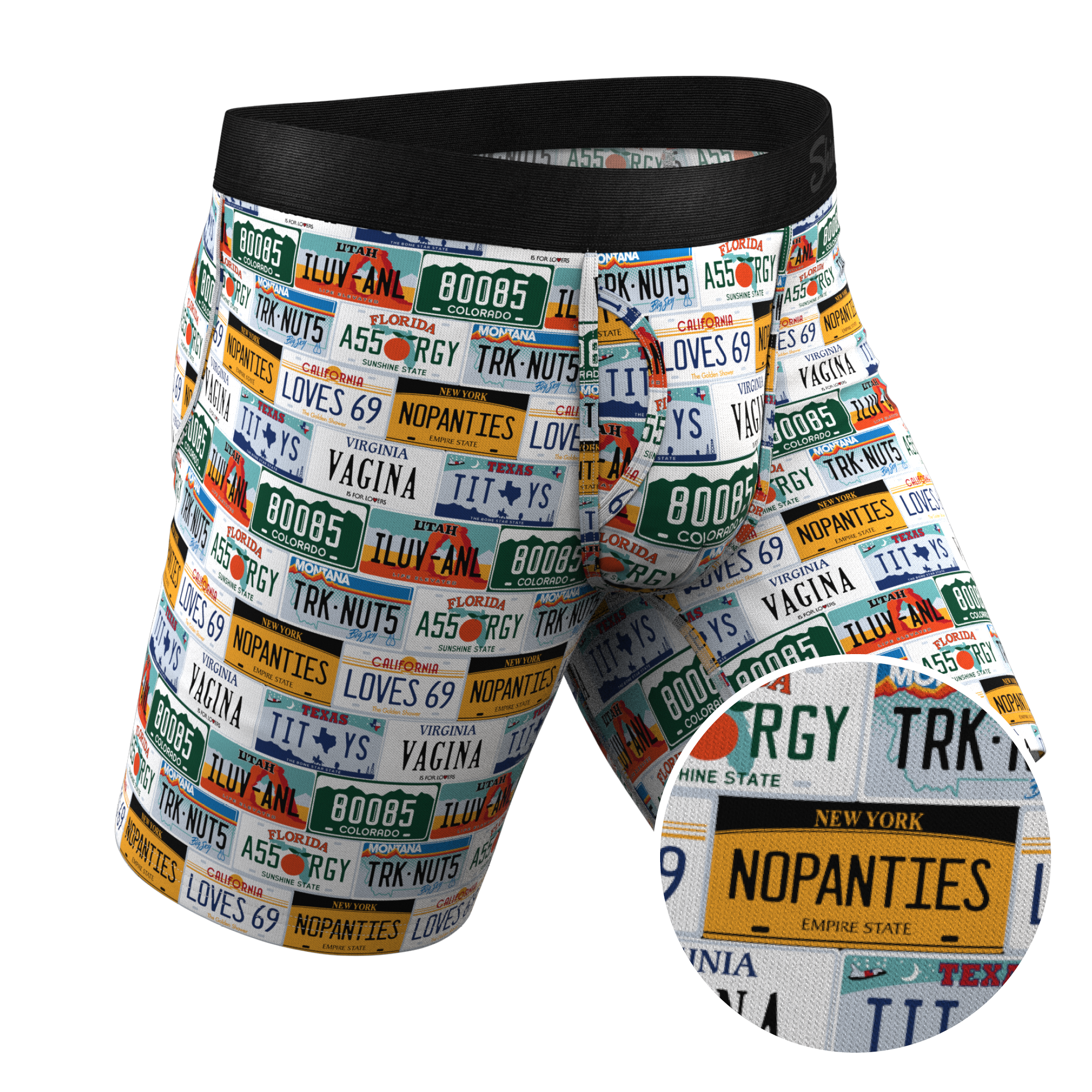 License Plates Long Leg Ball Hammock¬Æ Pouch Boxers With Fly | The DMV ...