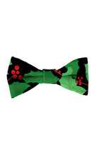 Load image into Gallery viewer, Holly Print Christmas Bow Tie
