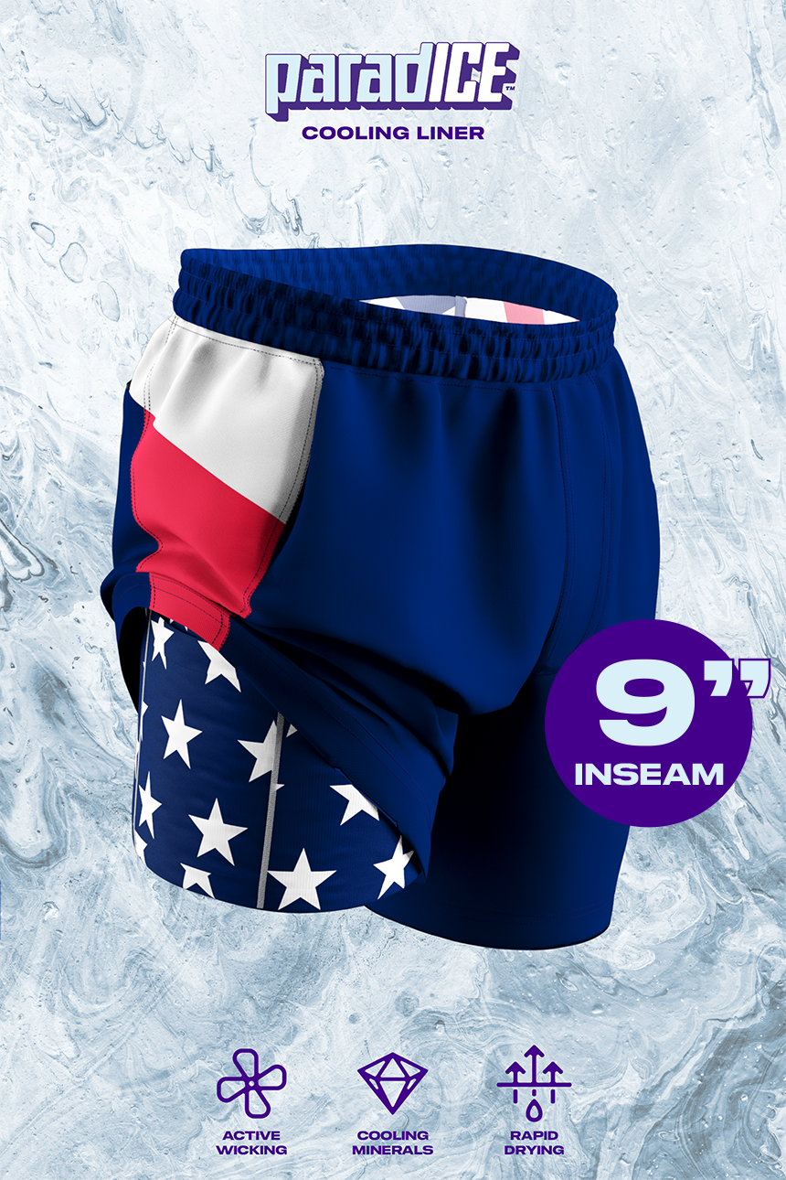 The Double Duty | American Flag Ball Hammock¬Æ 9 Inch Athletic Shorts