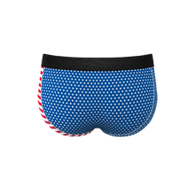Load image into Gallery viewer, Blue, red and white pouch underwear brief 
