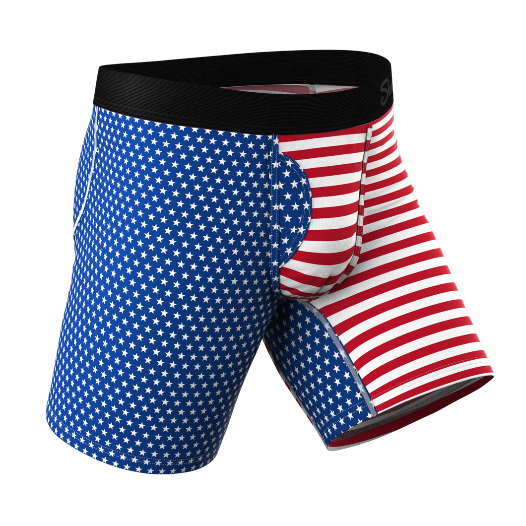 The Ellis Island | USA Flag Long Leg Ball Hammock¬Æ Pouch Underwear With Fly