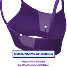 Load image into Gallery viewer, plain dark purple bralette with cooling mesh zones

