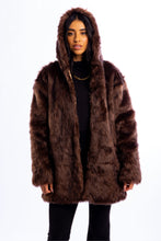 Load image into Gallery viewer, Brown faux fur coat
