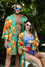 Load image into Gallery viewer, Tropical Orange Hawaiian Party Kimono
