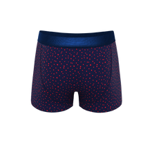 Load image into Gallery viewer, Dark blue and red hearts trunks
