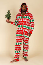 Load image into Gallery viewer, Red and green Christmas onesie for adults
