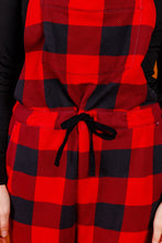 Load image into Gallery viewer, womens red and black pajama overalls
