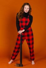 Load image into Gallery viewer, The Red &amp; Black Lumberjack | Womens Red Buffalo Check Christmas Pajamaralls
