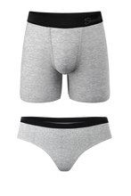 Load image into Gallery viewer, The Gray Area | Heather Grey Ball Hammock¬Æ Boxer and Cheeky Matching Couples Underwear 2 Pack
