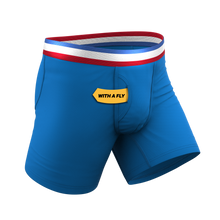 Load image into Gallery viewer, The Morning Glory | Blue with USA Waistband Ball Hammock¬Æ Pouch Underwear With Fly
