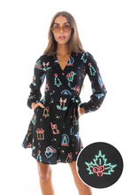 Load image into Gallery viewer, The Naughty Neon Noel | Neon Lights Christmas Wrap Dress
