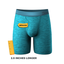Load image into Gallery viewer, The Nerves of Teal | Teal Heather Long Leg Ball Hammock¬Æ Pouch Underwear With Fly
