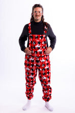 Load image into Gallery viewer, Black and red unisex pajamaralls
