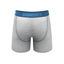 Load image into Gallery viewer, Grey with blue linings boxer shorts
