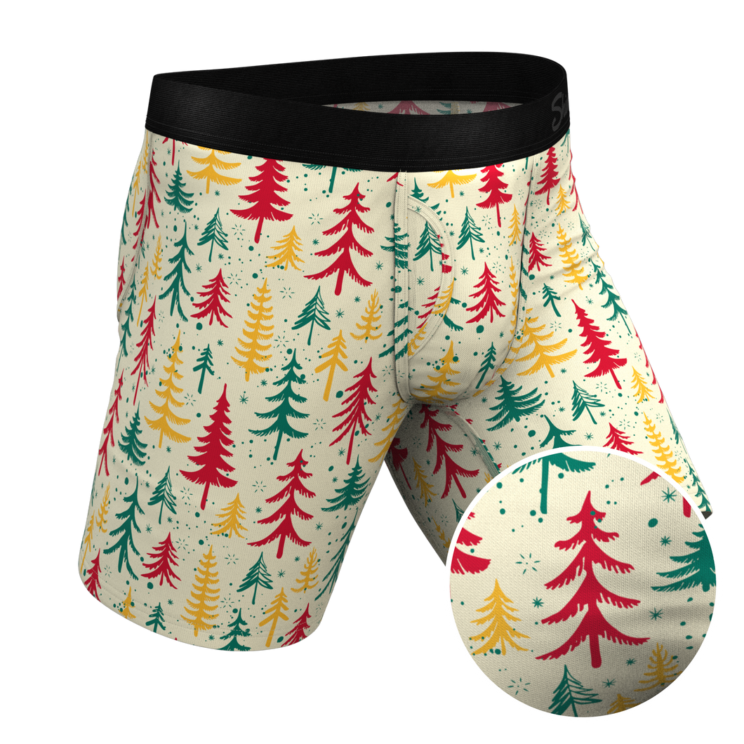 The Pine Tree Playboy | Retro Christmas Trees Long Leg Ball Hammock¬Æ Pouch Underwear With Fly