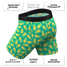 Load image into Gallery viewer, Pineapple-themed long leg Ball Hammock¬Æ pouch underwear with fly.
