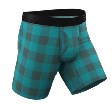 Load image into Gallery viewer, The Plaid And Simple | Green Buffalo Check Long Leg Ball Hammock¬Æ Pouch Boxers With Fly
