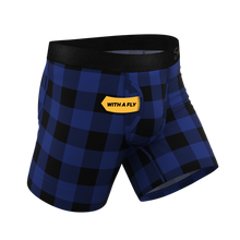 Load image into Gallery viewer, The Precious Plums | Blue Plaid Ball Hammock¬Æ Pouch Underwear With Fly

