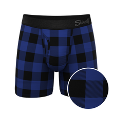 Load image into Gallery viewer, The Precious Plums | Blue Plaid Ball Hammock¬Æ Pouch Underwear With Fly
