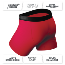 Load image into Gallery viewer, Red Velvet Ball Hammock¬Æ Pouch Underwear close-up with logo detail.
