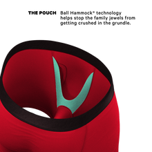 Load image into Gallery viewer, Close-up of The Red Velvet Ball Hammock¬Æ Pouch Underwear With Fly.
