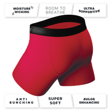 Load image into Gallery viewer, Red Velvet Ball Hammock¬Æ Pouch Underwear With Fly close-up.
