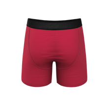 Load image into Gallery viewer, Red Velvet Ball Hammock¬Æ Pouch Underwear With Fly, close-up of unique fabric design.
