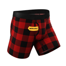 Load image into Gallery viewer, The Red &amp; Black Lumberjack | Buffalo Check Ball Hammock¬Æ Pouch Underwear With Fly
