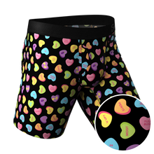 Load image into Gallery viewer, The Smooth Talker | Candy Hearts Long Leg Ball Hammock¬Æ Pouch Underwear With Fly
