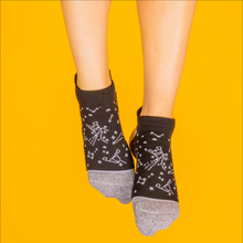 Load image into Gallery viewer, The Staple | Heel Hammock‚Ñ¢ Ankle Socks 3 Pack: A close-up of soft, detailed socks on a person&#39;s feet.
