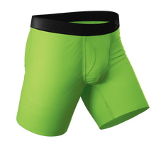 Load image into Gallery viewer, The Supernova | Bright Green Long Leg Ball Hammock¬Æ Pouch Underwear With Fly

