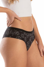 Load image into Gallery viewer, black and white glow in the dark cheeky underwear
