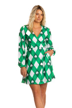 Load image into Gallery viewer, The Cabbage Connoisseur | Green Argyle St. Patrick's Day Wrap Dress
