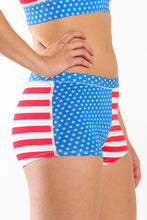 Load image into Gallery viewer, Red, blue and white boyshort underwear
